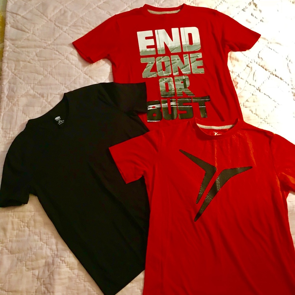 3 Old Navy t-shirts, 2 orange color, 1 black